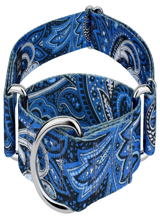 كانتري بروك ديزاين طوق مارتينجال عريض للكلاب من كونتري بروك بيتز - هوسفيت جونيور - مجموعة بيزلي بتصاميم أنيقة (بيزلي أزرق، كبير) - Image 1